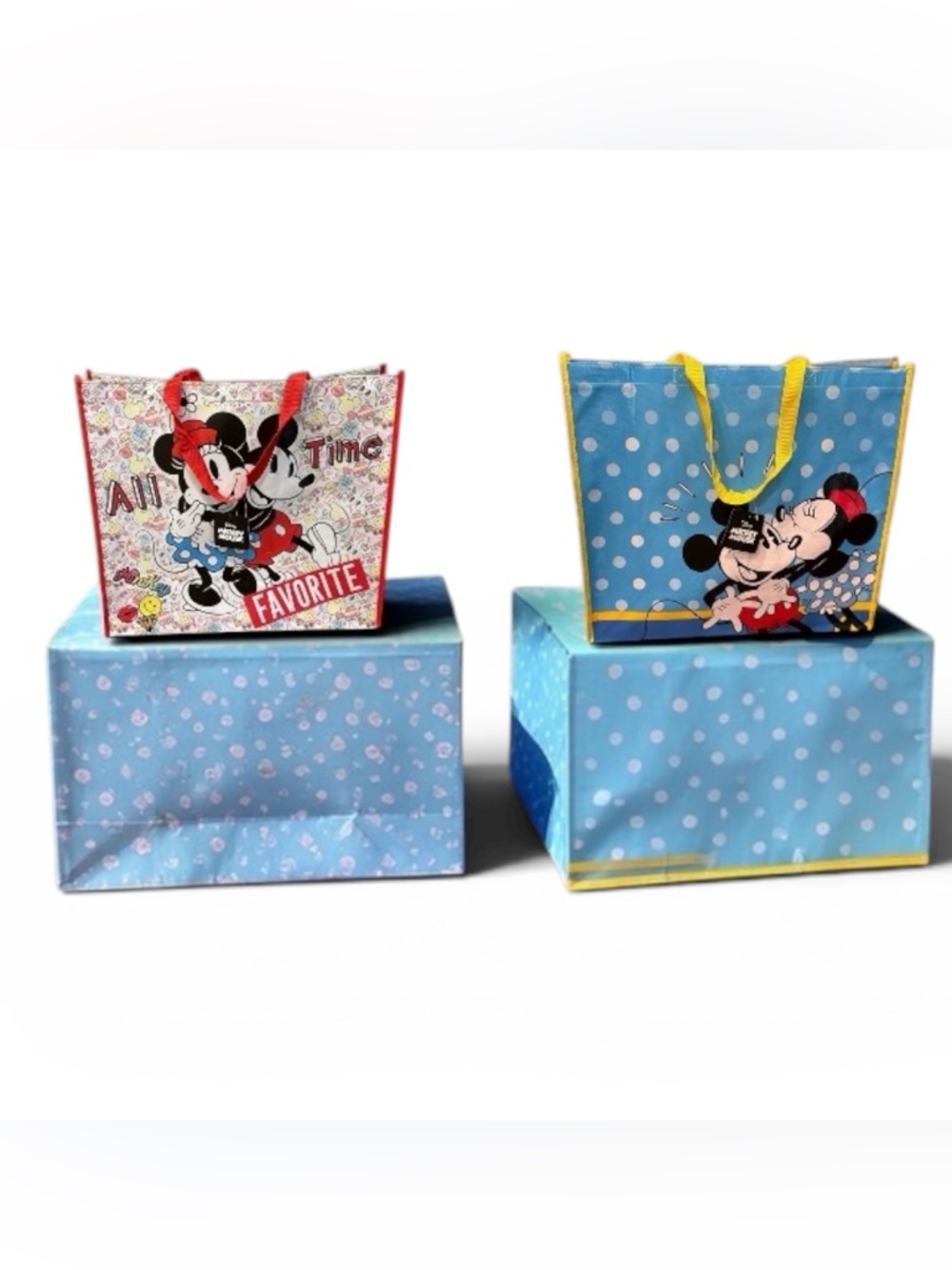 Lot of 2! NWT Disney Mickey Minnie Reusable Tote Bags Bundle 2 XL Shopping Bags
